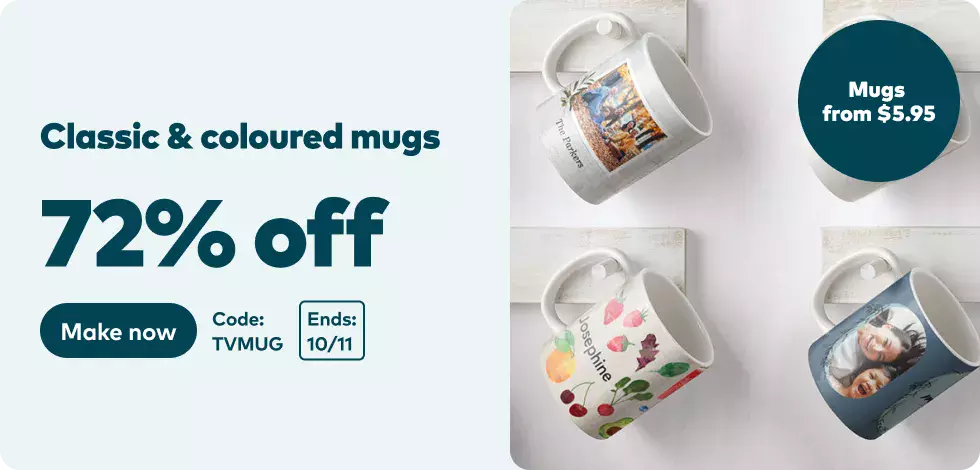 72% off Classic & Coloured Mugs