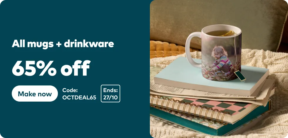 65% off all Mugs & Drinkware