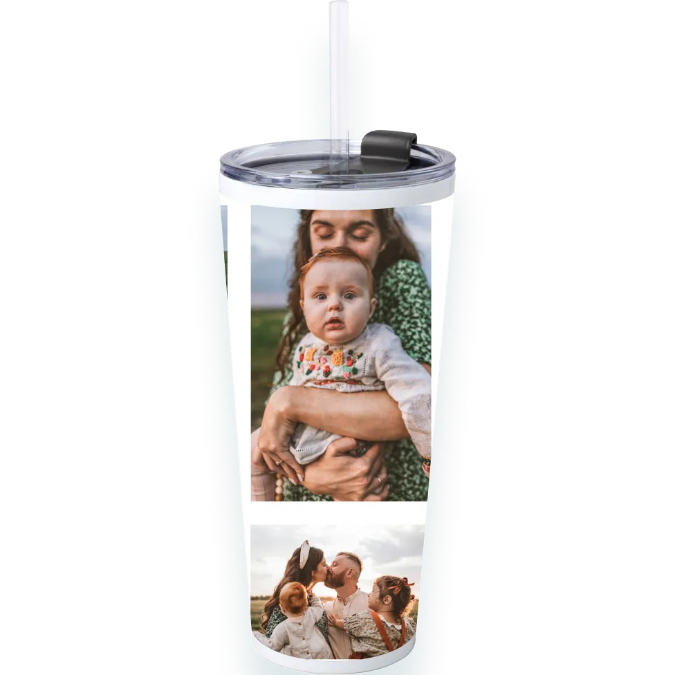 Insulated tumbler with straw