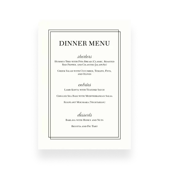 Menu/Program  cards