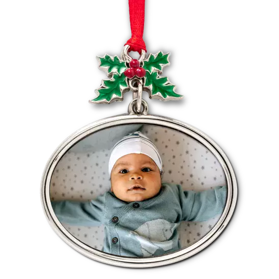 Metal holly ornament