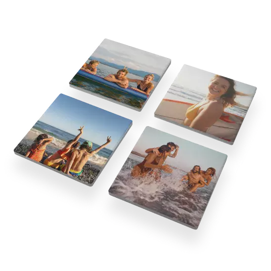 Square Stone Coasters, Set of 4